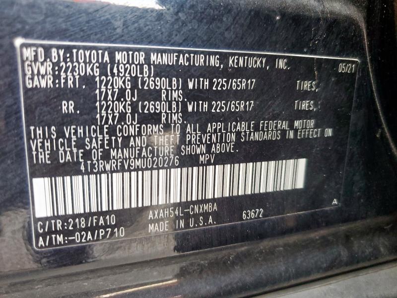 2021 TOYOTA RAV4 XLE - 4T3RWRFV9MU020276