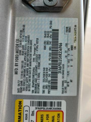 2017 FORD FUSION SE - 3FA6P0LU5HR356966