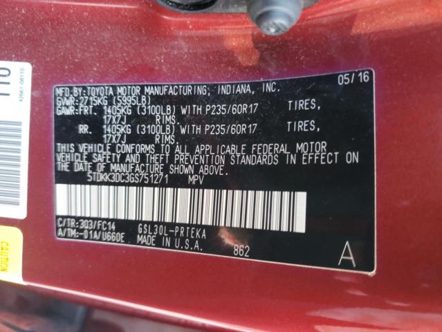 2016 TOYOTA SIENNA LE 5TDKK3DC3GS751271