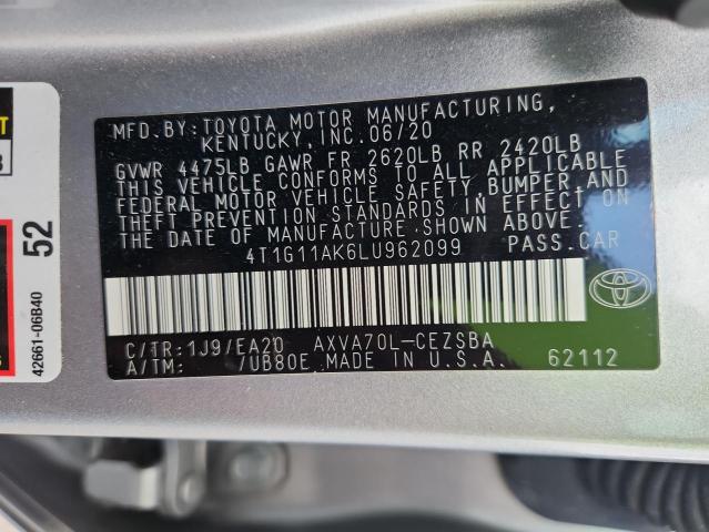 2020 TOYOTA CAMRY SE - 4T1G11AK6LU962099
