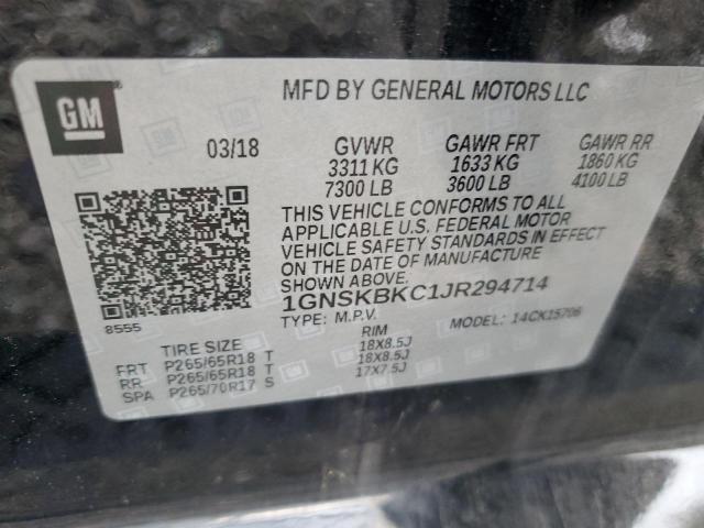 2018 CHEVROLET TAHOE K1500 LT 1GNSKBKC1JR294714
