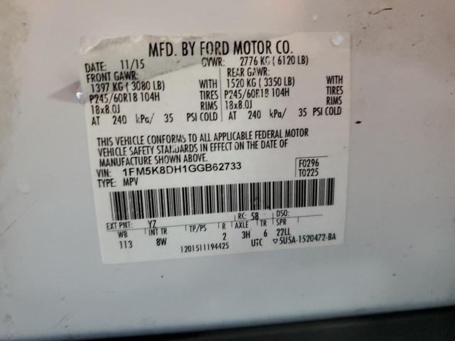 2016 FORD EXPLORER X 1FM5K8DH1GGB62733