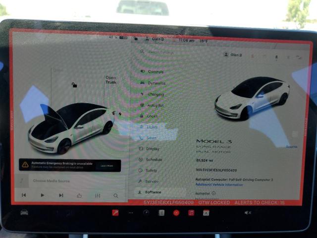 2020 TESLA MODEL 3 5YJ3E1EBXLF650409