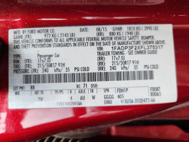 2015 FORD FOCUS SE - 1FADP3F2XFL375317