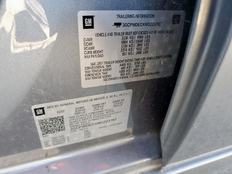 2021 CHEVROLET SILVERADO - 3GCPWDEDXMG223793