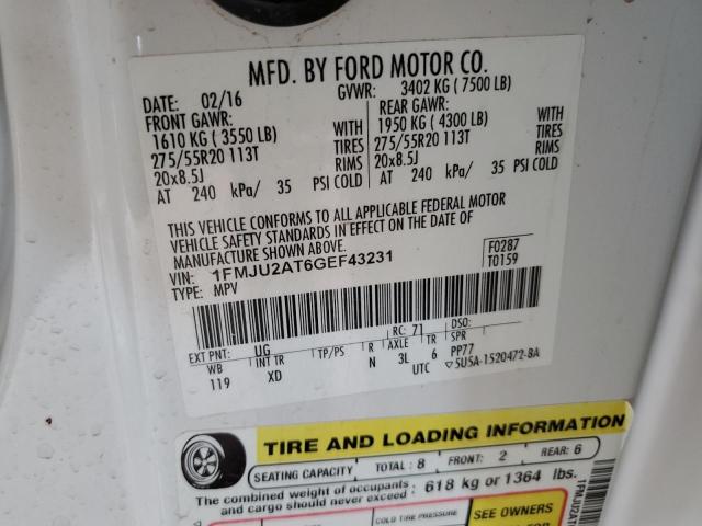 2016 FORD EXPEDITION 1FMJU2AT6GEF43231