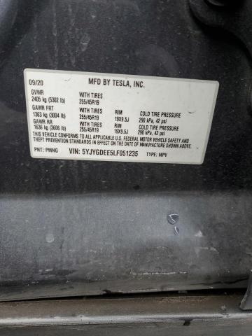 2020 TESLA MODEL Y 5YJYGDEE5LF051235