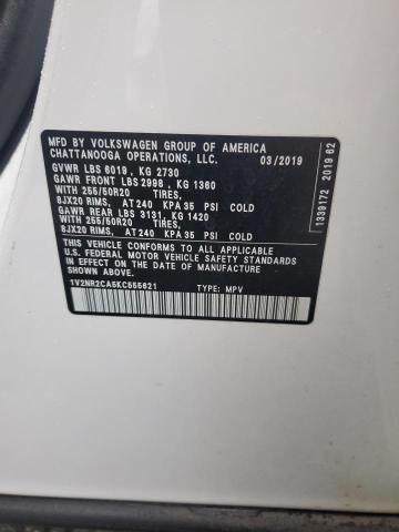 2019 VOLKSWAGEN ATLAS SEL 1V2NR2CA5KC555621
