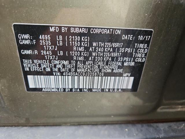2018 SUBARU OUTBACK 2.5I PREMIUM 4S4BSACC9J3258706