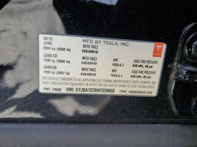 2019 TESLA MODEL S 5YJSA1E28KF339888