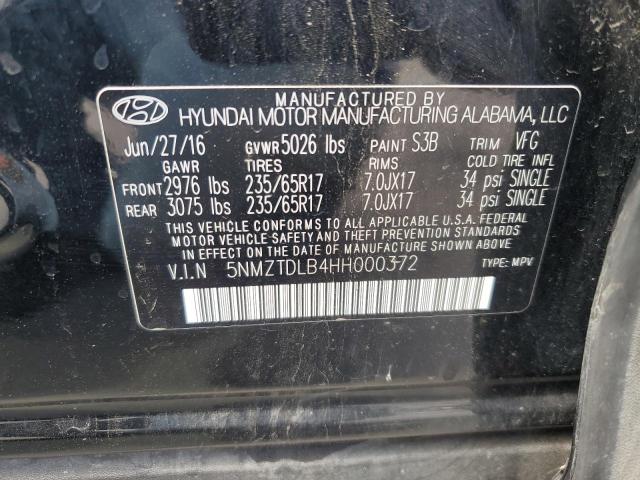 2017 HYUNDAI SANTA FE S 5NMZTDLB4HH000372