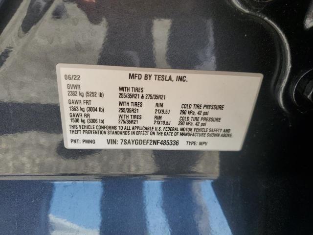 2022 TESLA MODEL Y 7SAYGDEF2NF485336