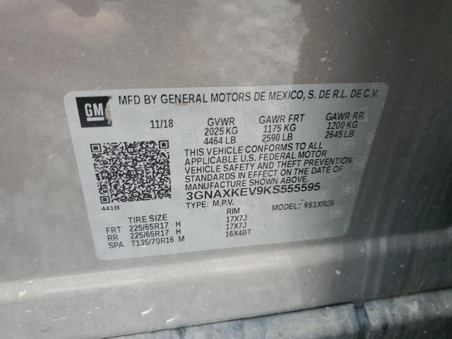 2019 CHEVROLET EQUINOX LT 3GNAXKEV9KS555595