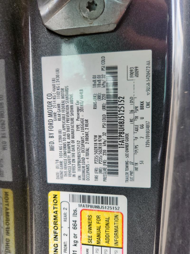 2018 FORD MUSTANG 1FATP8UH8J5125152