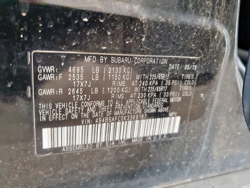2019 SUBARU OUTBACK 2. 4S4BSAFC5K3369167