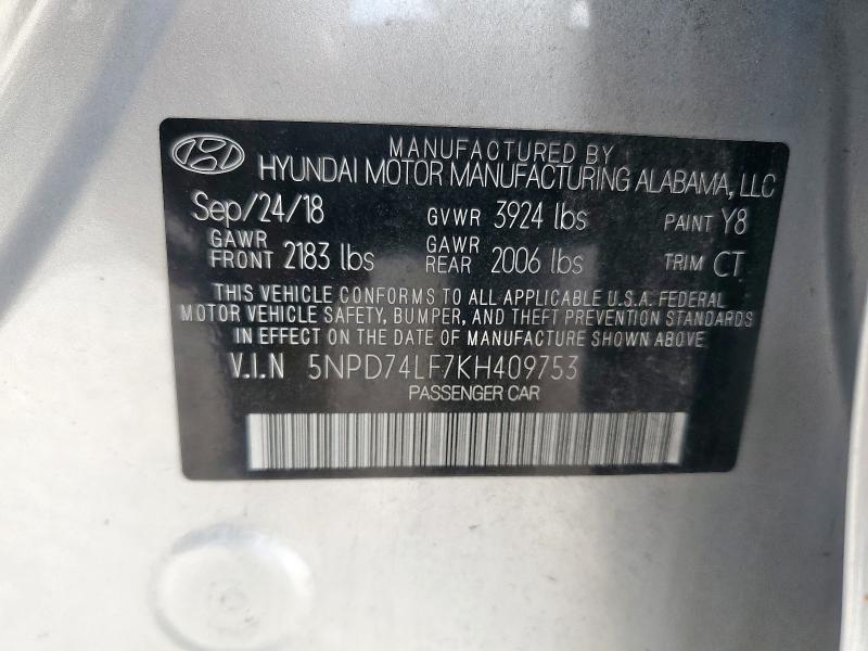 2019 HYUNDAI ELANTRA SE - 5NPD74LF7KH409753