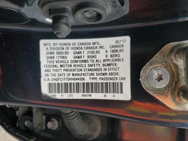 2017 HONDA CIVIC EXL 2HGFC1F70HH644506