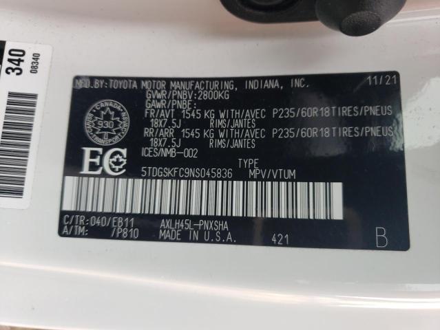 2022 TOYOTA SIENNA LE 5TDGSKFC9NS045836