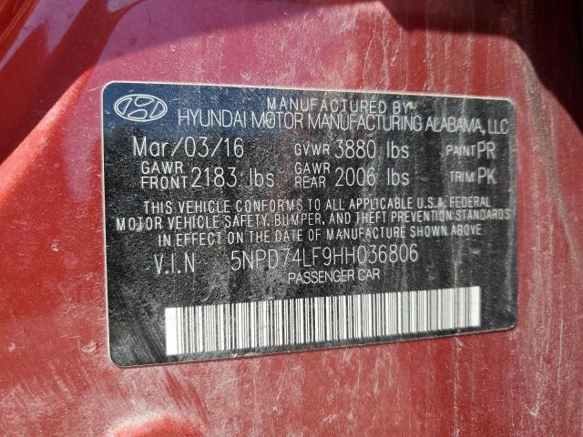 2017 HYUNDAI ELANTRA SE 5NPD74LF9HH036806