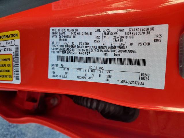 2020 FORD RANGER XL 1FTER4FH2LLA43757