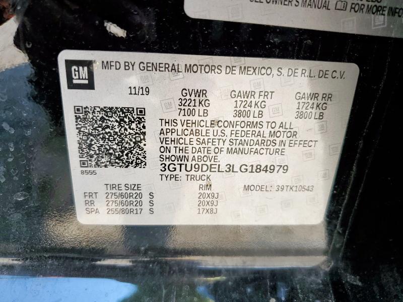 2020 GMC SIERRA K15 3GTU9DEL3LG184979