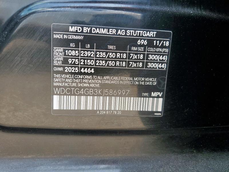 2019 MERCEDES-BENZ GLA 250 4M WDCTG4GB3KJ586997
