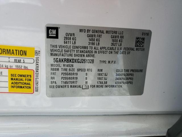 2016 BUICK ENCLAVE 5GAKRBKDXGJ261328