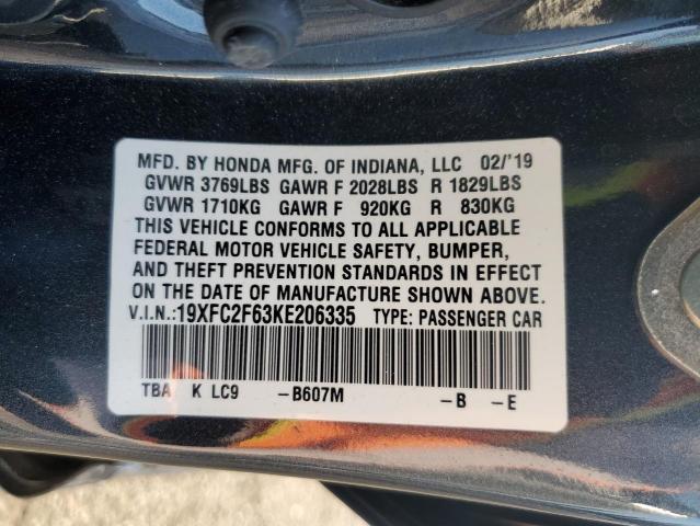 2019 HONDA CIVIC LX 19XFC2F63KE206335