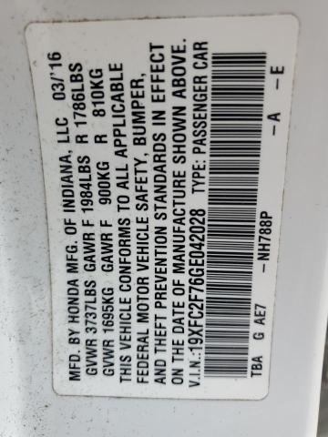 2016 HONDA CIVIC EX 19XFC2F76GE042028