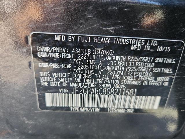 2016 SUBARU CROSSTREK - JF2GPABC8G8211581