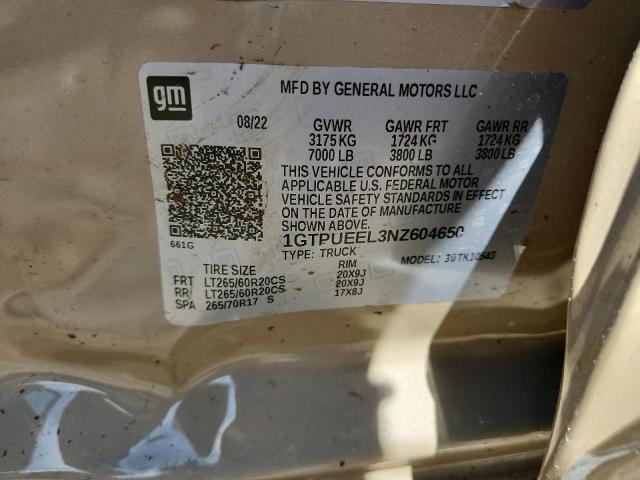 2022 GMC SIERRA K15 1GTPUEEL3NZ604650
