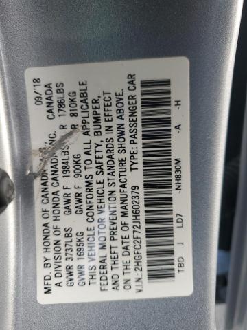 2018 HONDA CIVIC EX - 2HGFC2F72JH602379