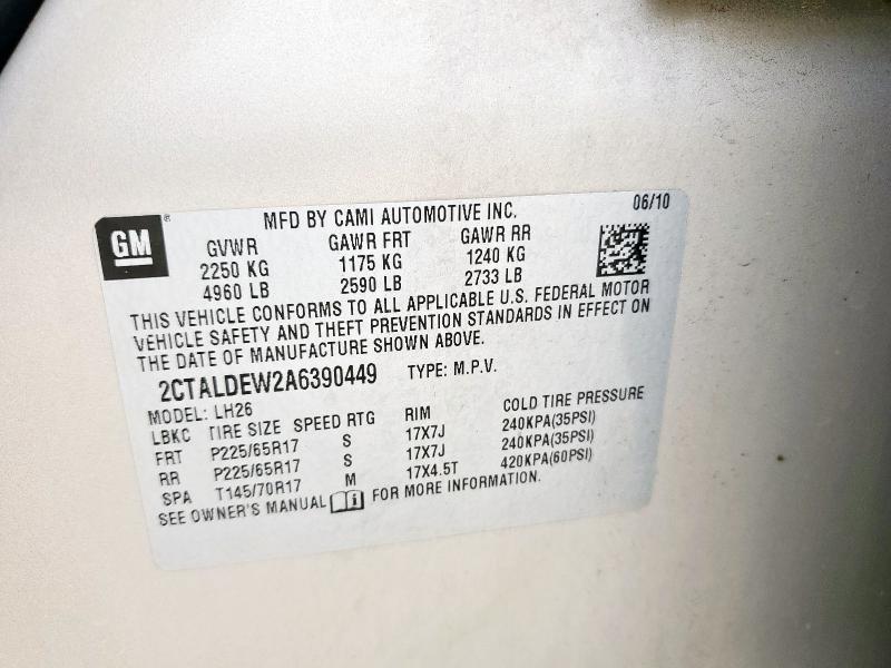 2010 GMC TERRAIN SL - 2CTALDEW2A6390449