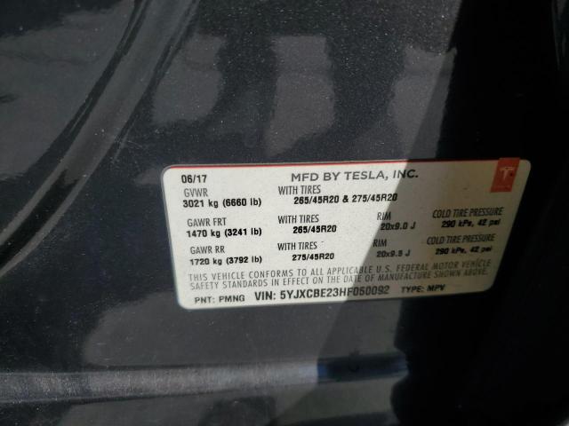 2017 TESLA MODEL X 5YJXCBE23HF050092