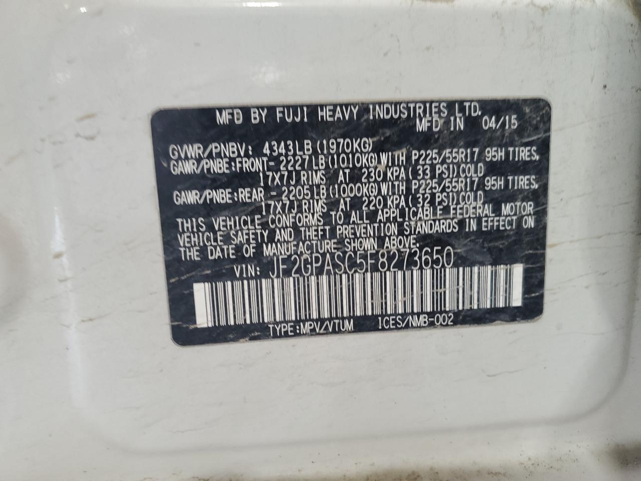 SUBARU XV SPORT LIMITED