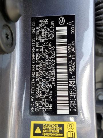 2012 LEXUS CT 200 - JTHKD5BH1C2102573