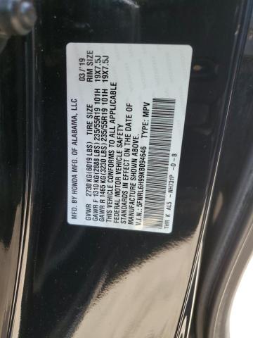 2019 HONDA ODYSSEY EL 5FNRL6H99KB094646