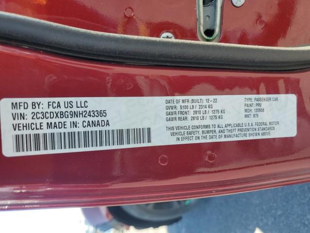 2022 DODGE CHARGER SXT 2C3CDXBG9NH243365