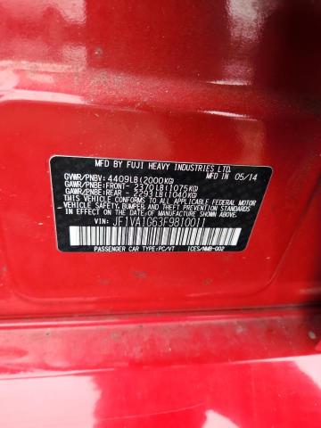 2015 SUBARU WRX LIMITE JF1VA1G63F9810011