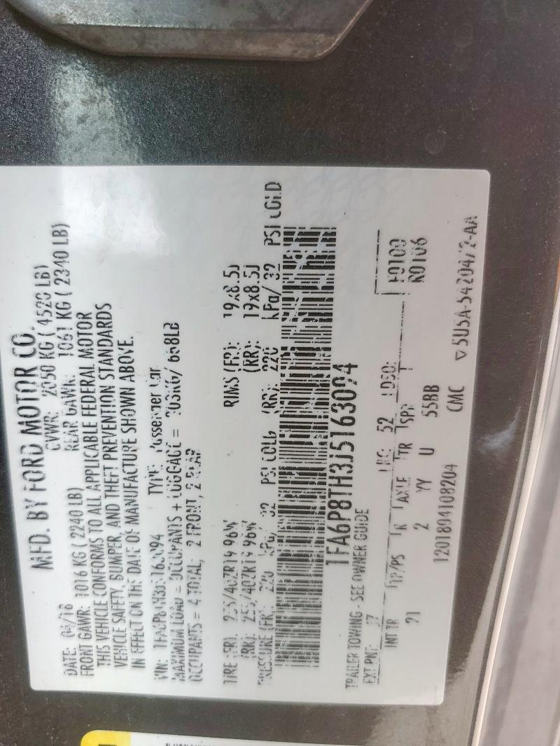 2018 FORD MUSTANG 1FA6P8TH3J5163094