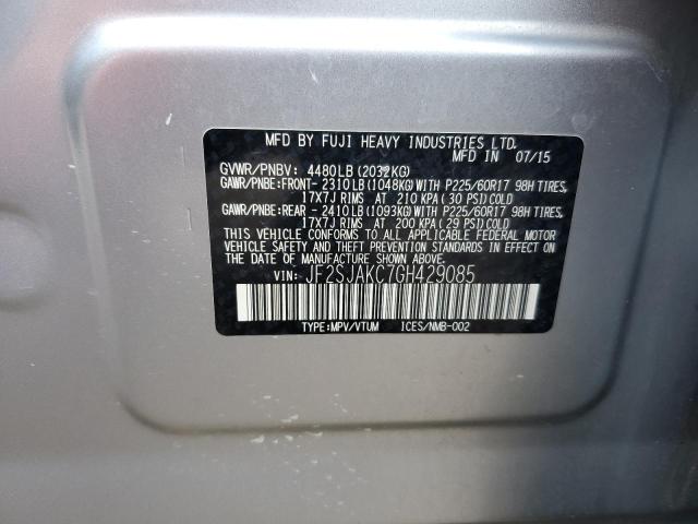 2016 SUBARU FORESTER 2 JF2SJAKC7GH429085