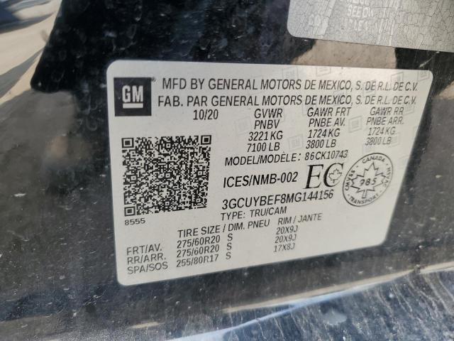 2021 CHEVROLET SILVERADO 3GCUYBEF8MG144156