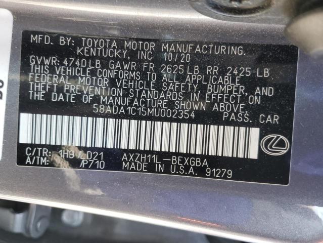 2021 LEXUS ES 300H 58ADA1C15MU002354
