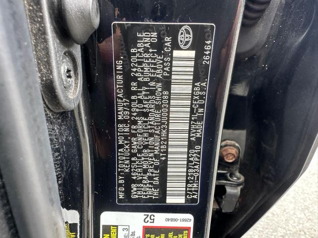 2018 TOYOTA CAMRY HYBR 4T1B21HK3JU003088