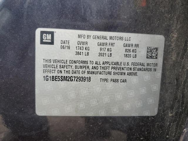 2016 CHEVROLET CRUZE LT 1G1BE5SM2G7293918