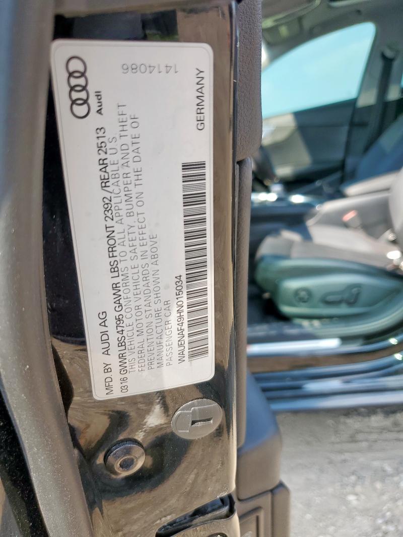 2017 AUDI A4 PREMIUM WAUENAF49HN015034