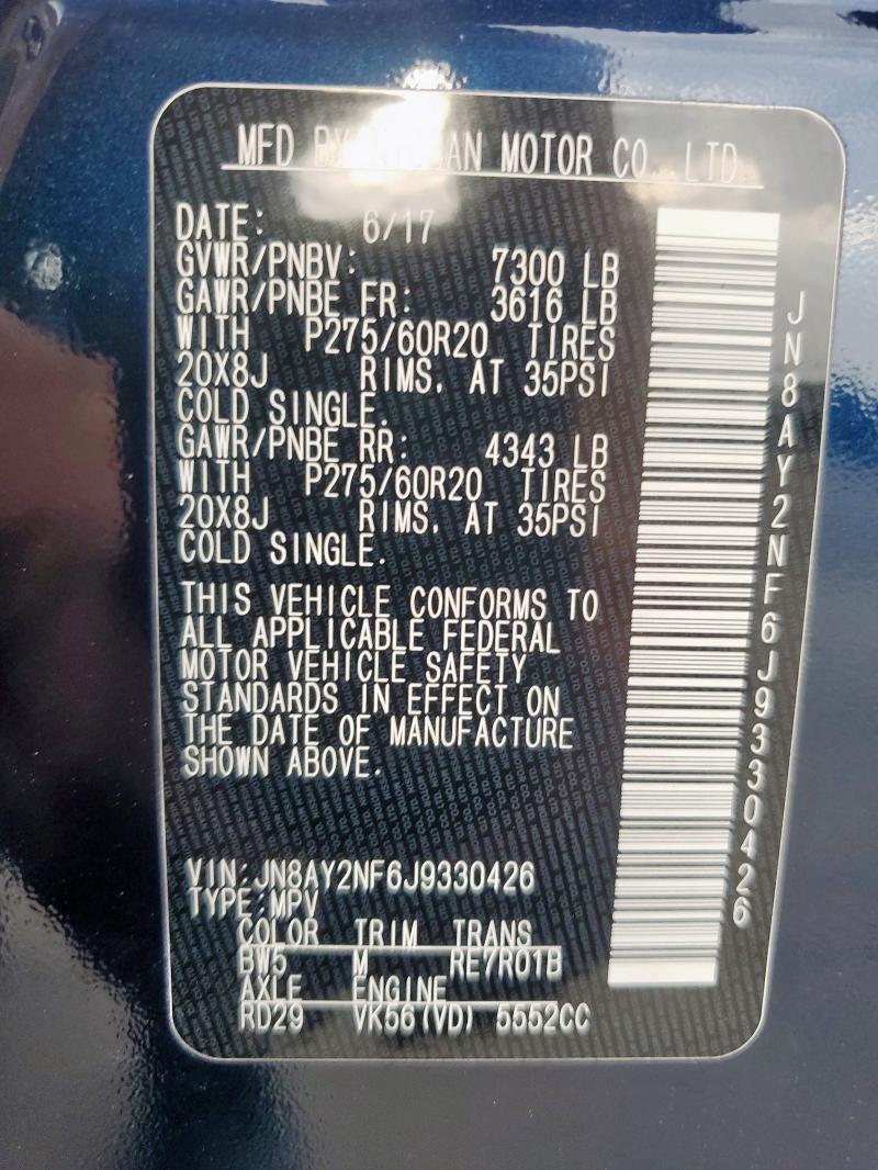 2018 NISSAN ARMADA PLA JN8AY2NF6J9330426