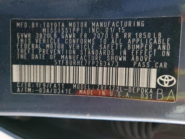 2015 TOYOTA COROLLA L 5YFBURHE7FP263473