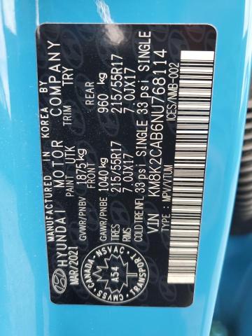 2022 HYUNDAI KONA SEL KM8K2CAB6NU768114
