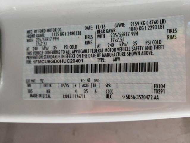 2017 FORD ESCAPE SE - 1FMCU9GD0HUC20401
